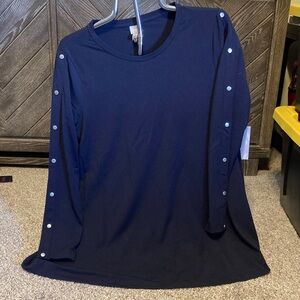 NWT Chico's Classic Navy button sleeve Knit long sleeve Tunic
